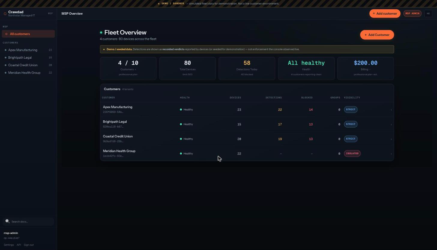 Fleet Console, manage Crawdad across hundreds of devices